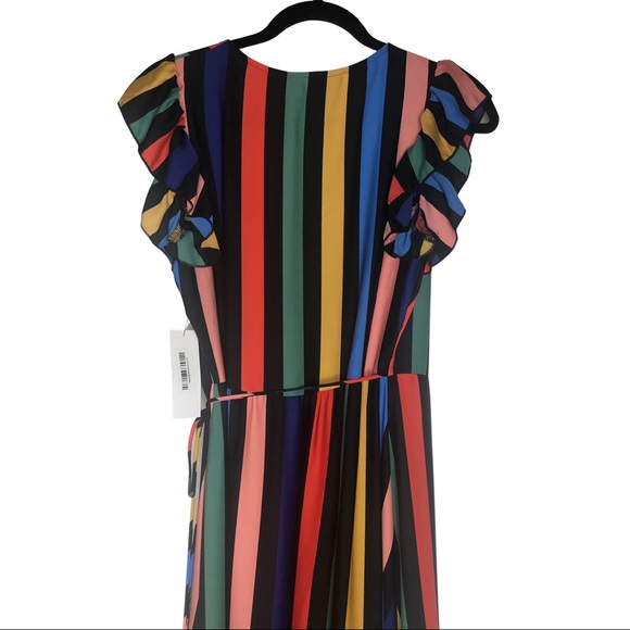 NWT Tyche Multi Color Striped Wrap Maxi Dress Sz M - Picture 8 of 16